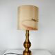 Vintage turned wood lamp, silk lampshade