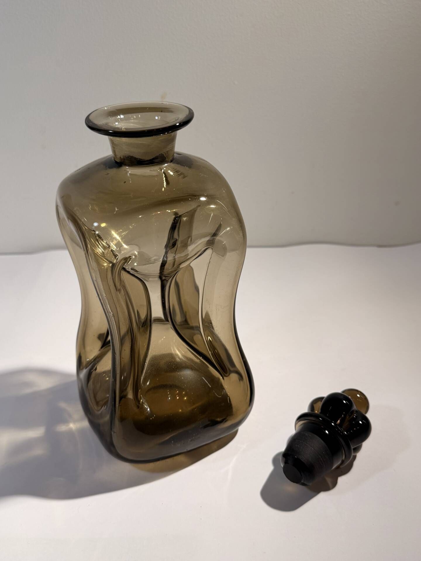 Kluk Kluk Mid-Century Glass Carafe by Jacob E. Bang for Holmegaard