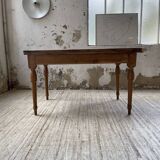 Walnut farmhouse table with swivel and extendable top