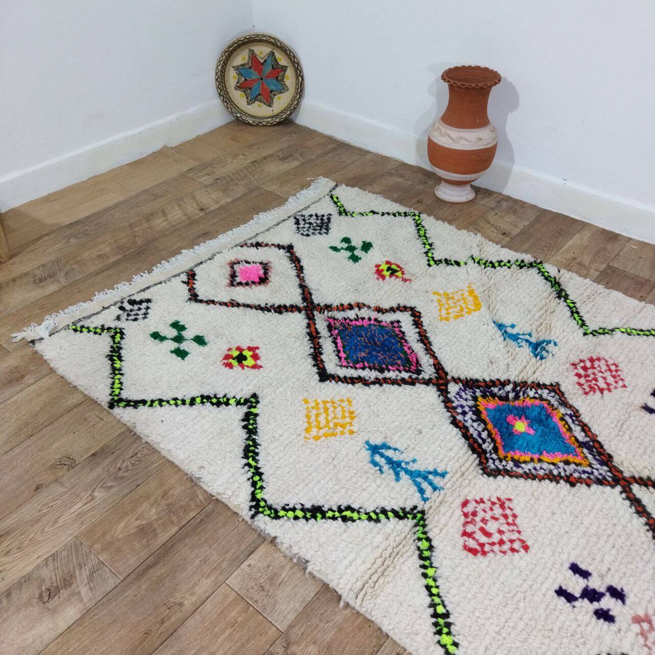 Handmade wool Berber rug 242 X 138 CM