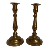 Pair of old brass candle holders