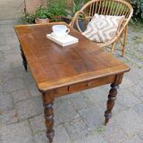 Rectangular coffee table with 1 drawer, solid wood, late 19th, early 20th century