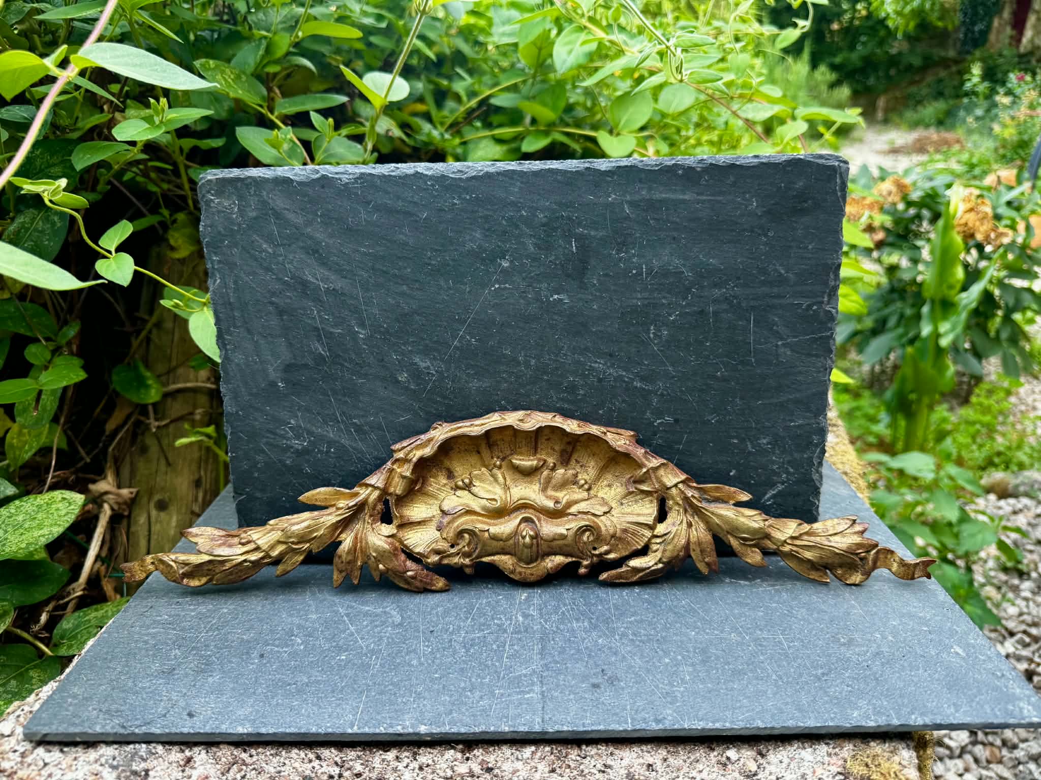 Large Art Nouveau bronze rococo pediment