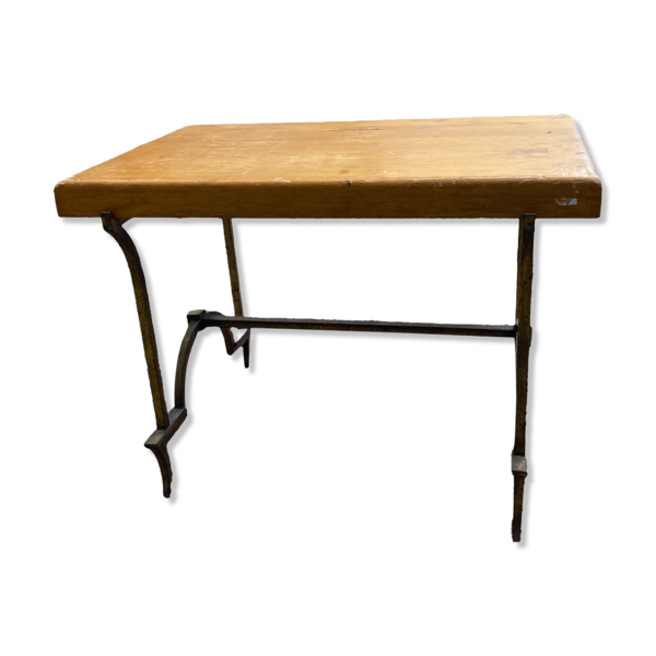 Table d'appoint en bois et métal mordoré
