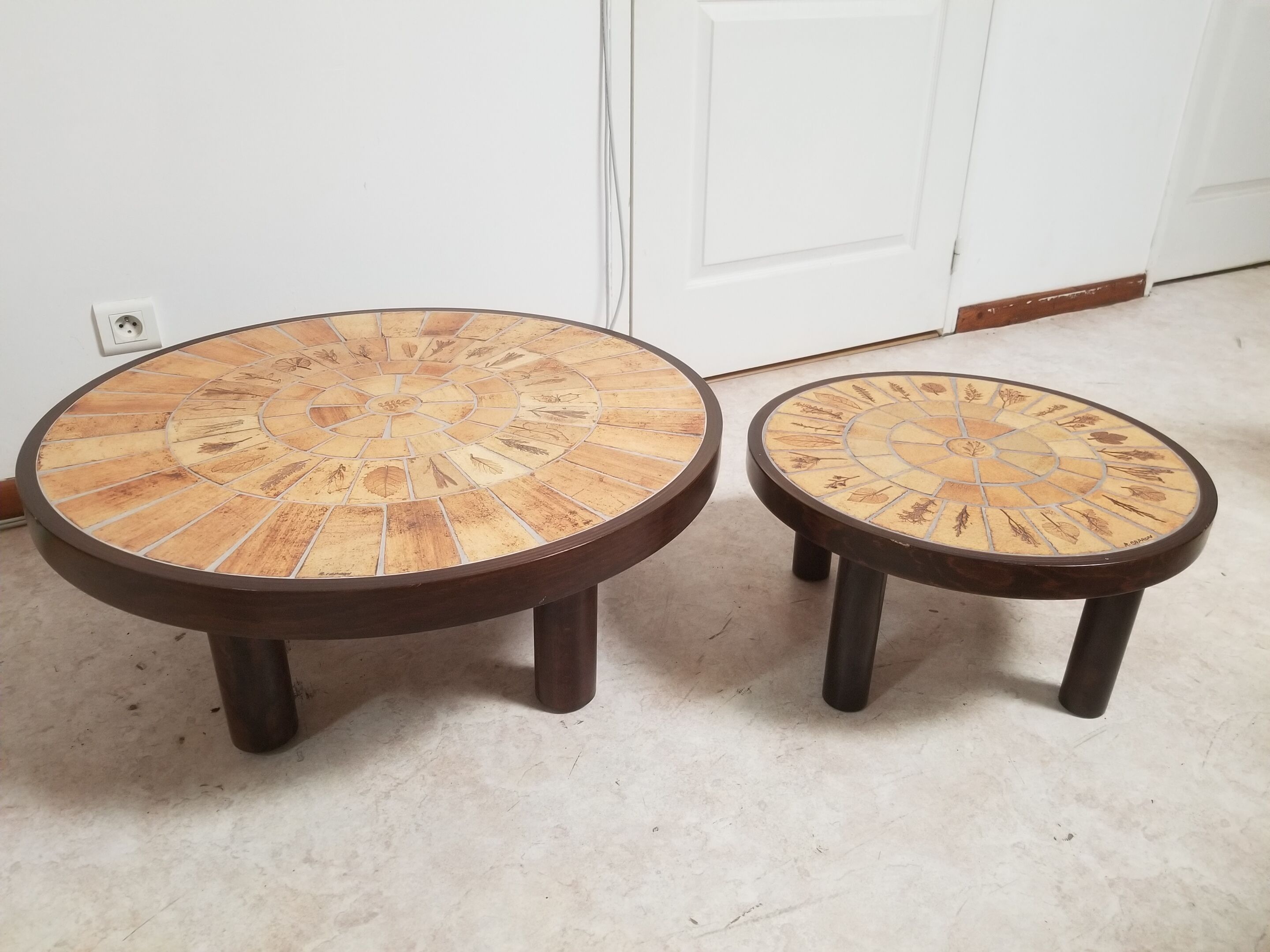Duo coffee tables Roger Capron model Garrigue