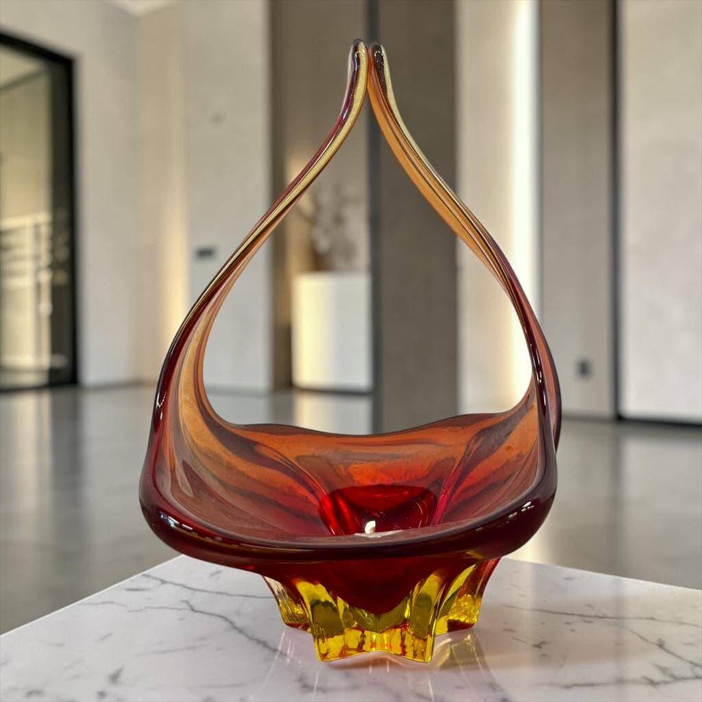 Vintage glass bowl/decoration (red/amber)