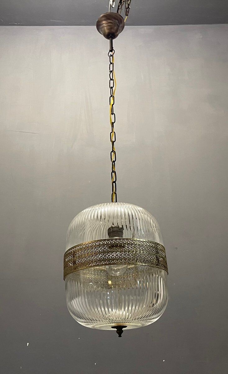 Vintage italian glass light pendant lamps, set of 2