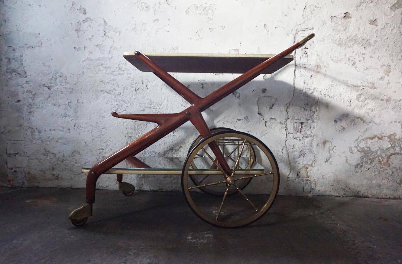 Mid-century bar cart/service cart by Cesare Lacca, 1950s.