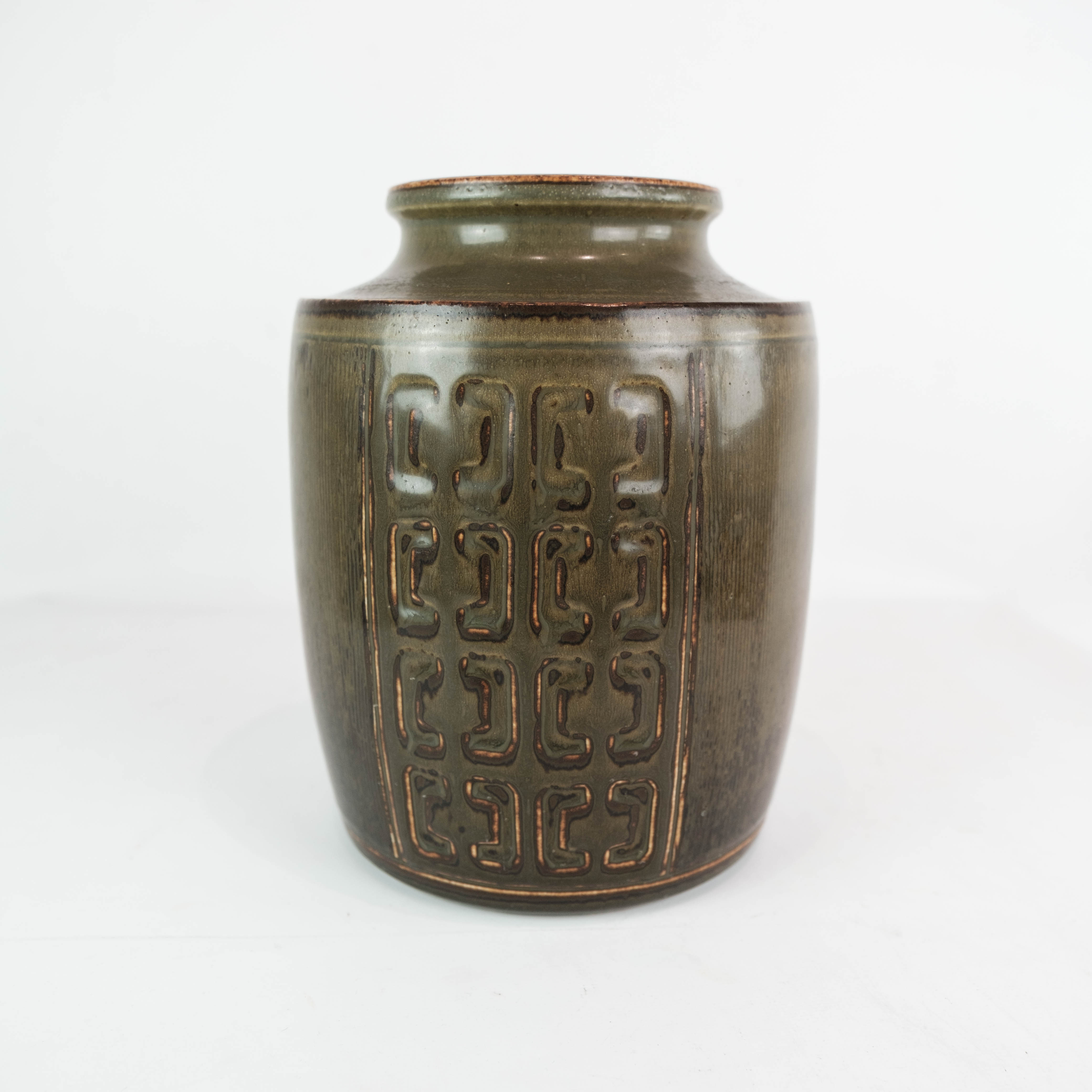 Stoneware vase with dark glaze, no.: 231 by Bing and Groendahl