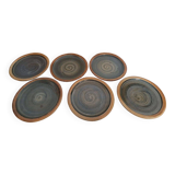Set of 6 70s Pierre Digan stoneware flat plates