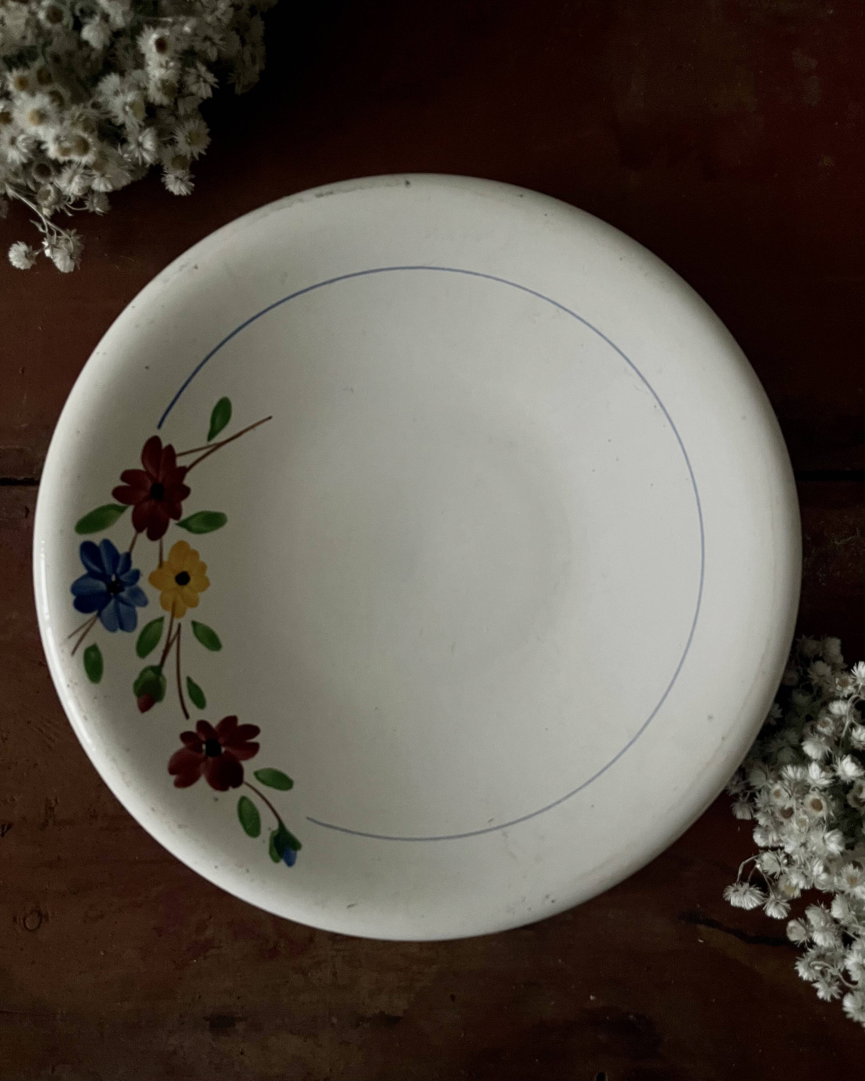 Shallow round plate, ironstone, Digoin Sarreguemines