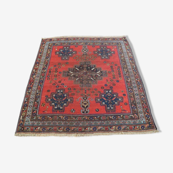 Hand-knotted afchari carpet Iran 132x143cm