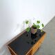 Mid-Century kastje J.D. Freese met klep en zwart opaline glas