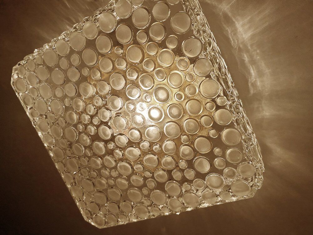 Plafonnier en verre bullé vintage, années 1970