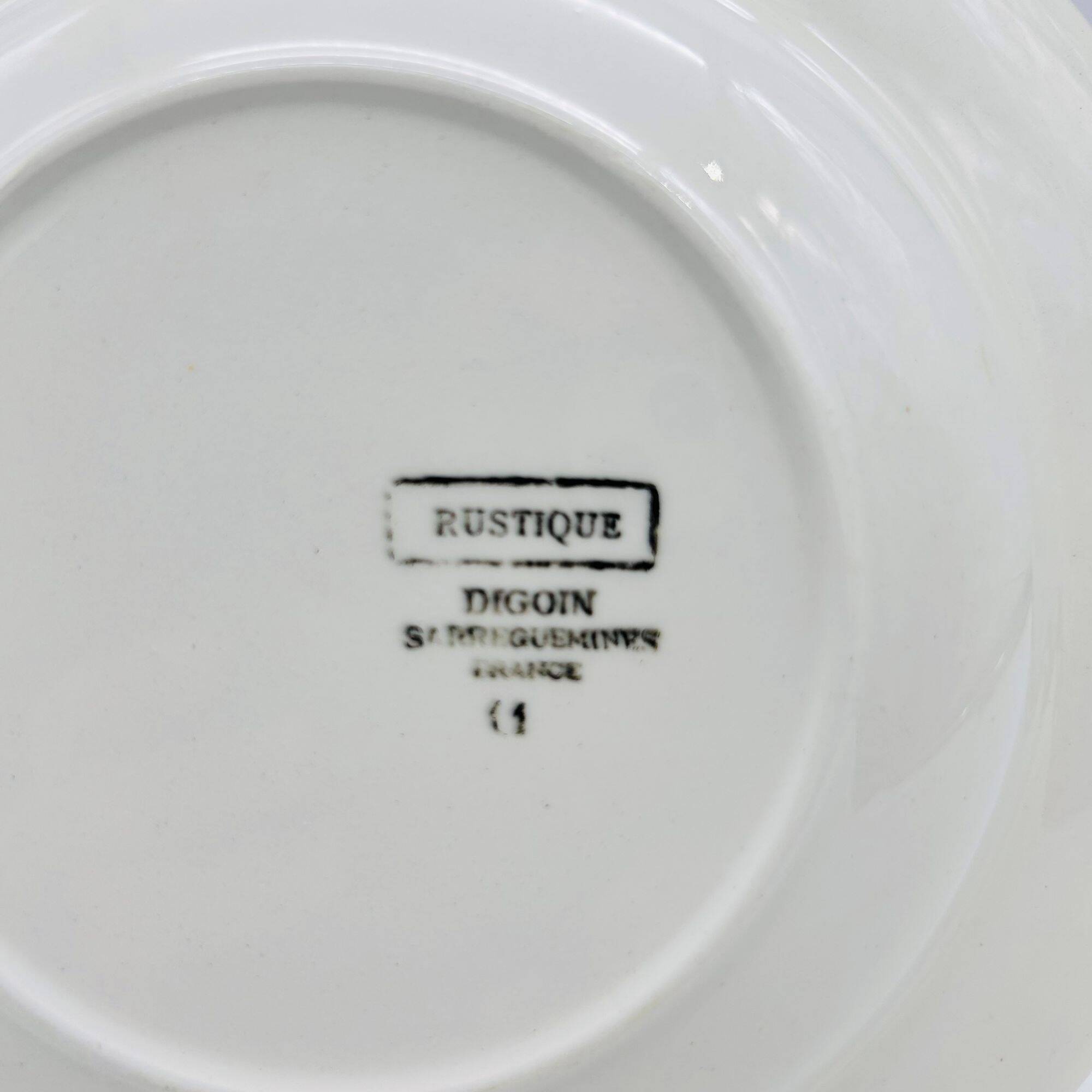 6 Deep Plates, Digoin Sarreguemines. "Rustic" Model