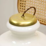 Mid-century italian brass and opaline pendant lamp, 1950s