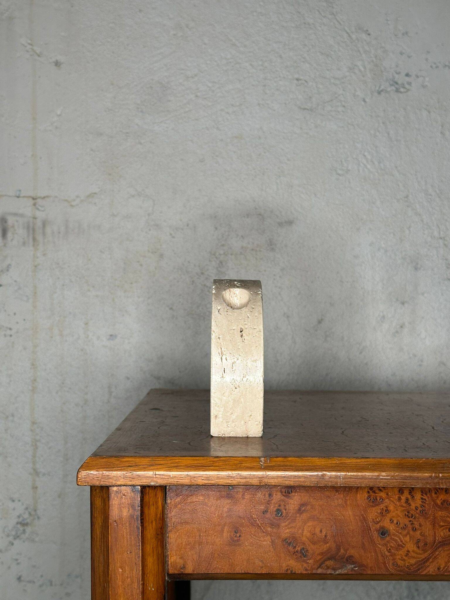 Travertine candle holder