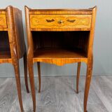 Pair of marquetry bedside tables, 20th century