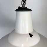 Industrial British White Enamel Factory Pendant Lamp from Benjamin, 1960s