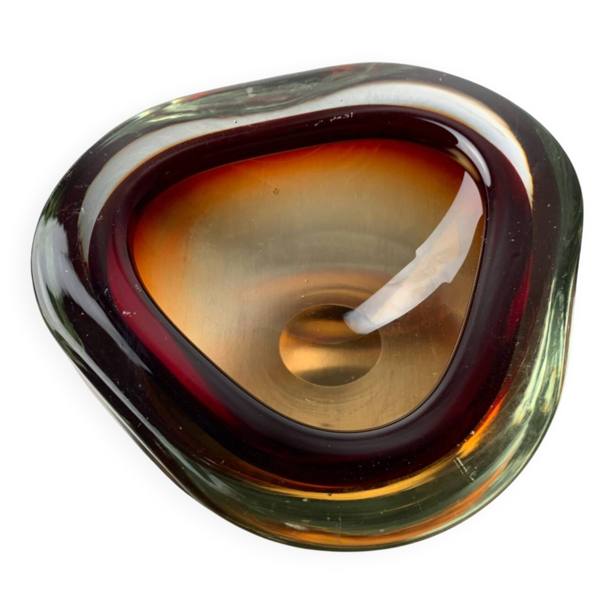 Sommerso Brown pocket tray by Seguso, Murano glass, Italy, 1970