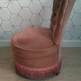 Vintage toad armchair in pink velvet.