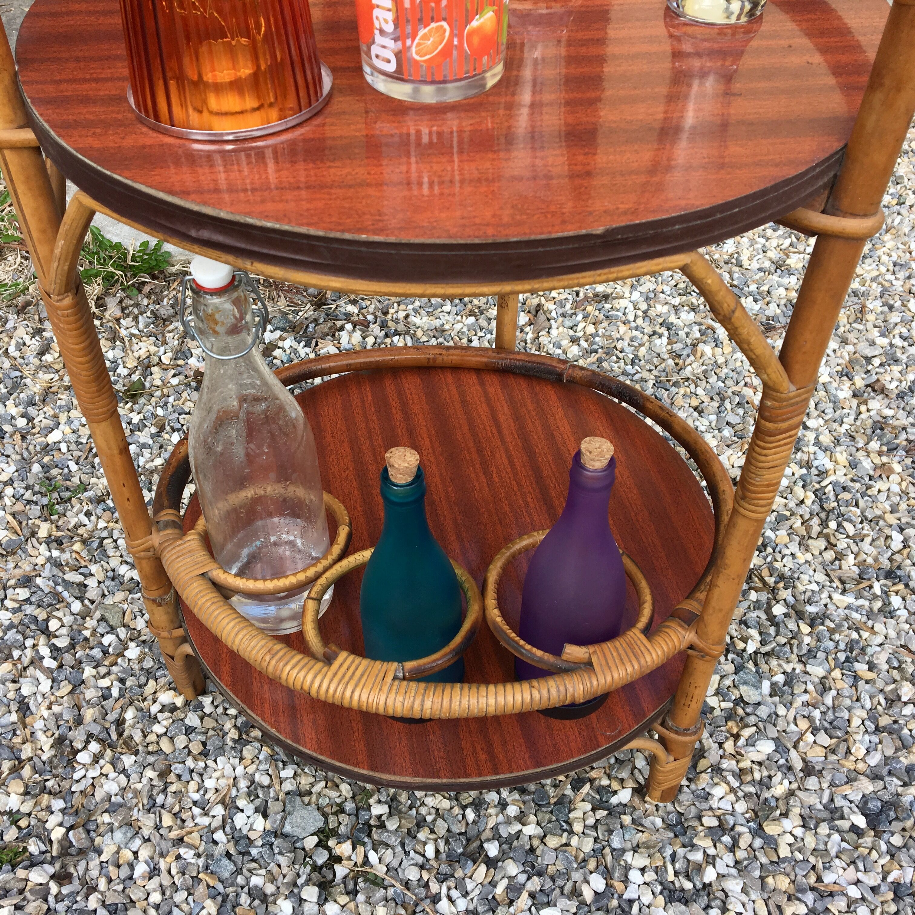Desserte/bar , bambou et formica, années 60