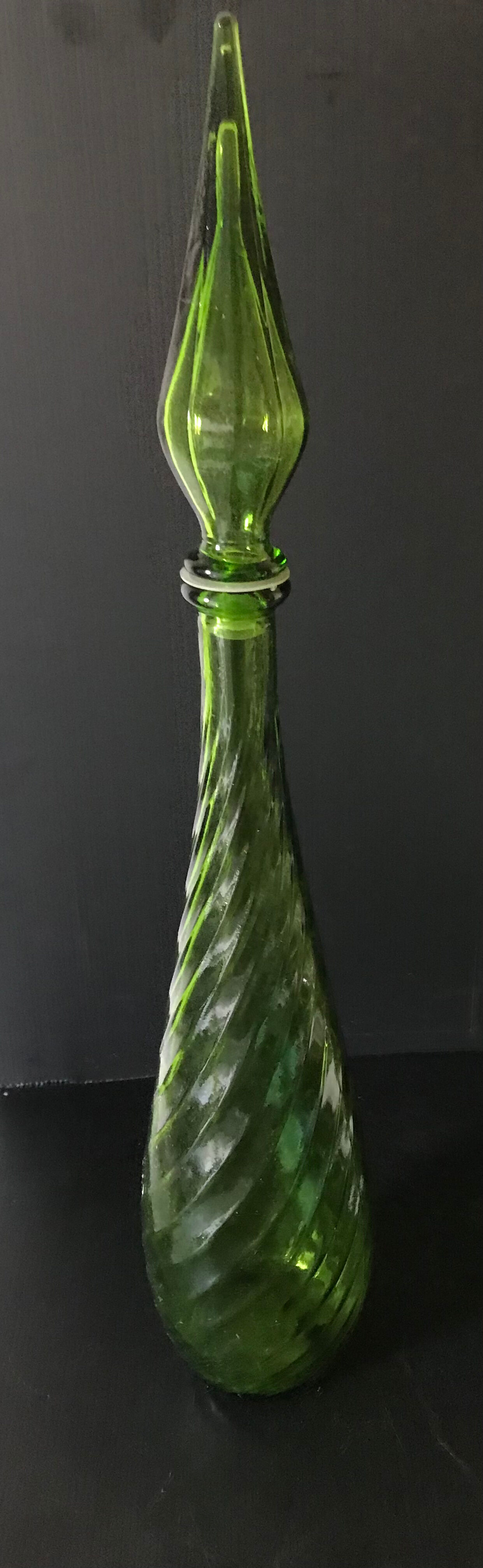 Italian carafe green glass