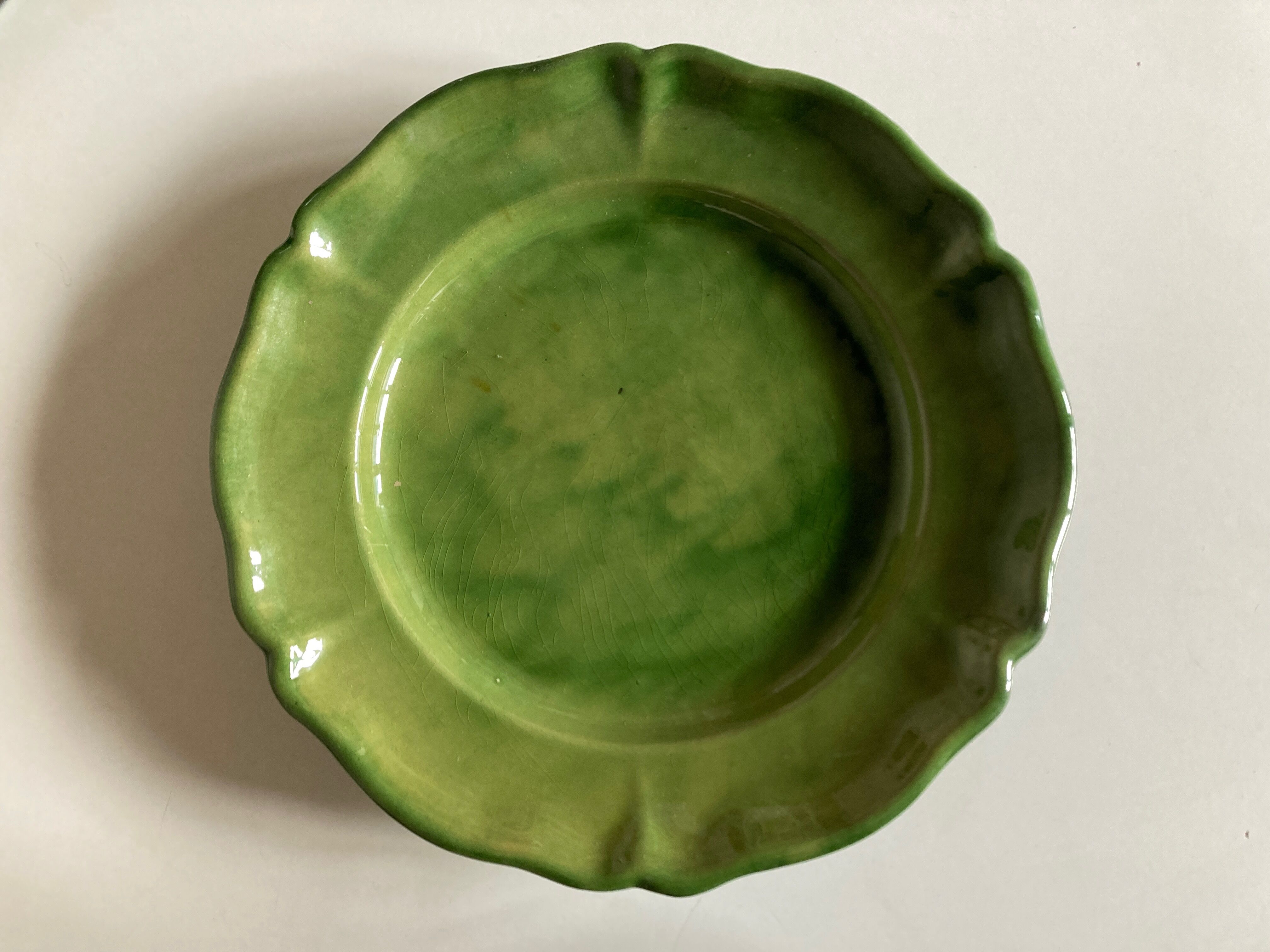 Glazed clay dish Biot verte XXL 1960