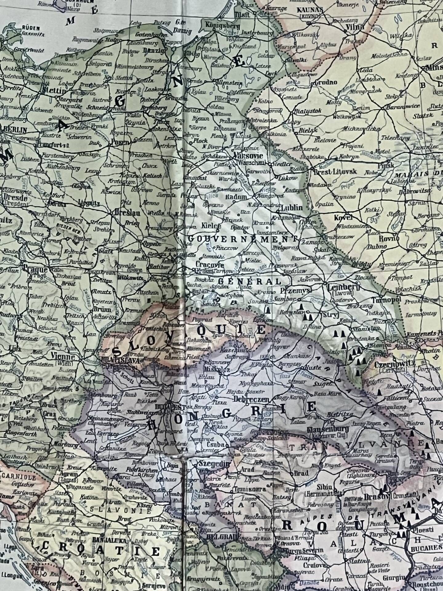 Very large map 93x73: Physical and Political Europe, printed by L