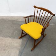 Mid-century rocking chair with new Kvadrat cushion by Børge Mogensen for FDB Møbler, 1960s.