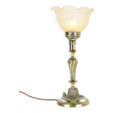 Brass and molded glass table lamp