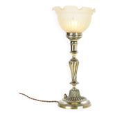 Brass and molded glass table lamp