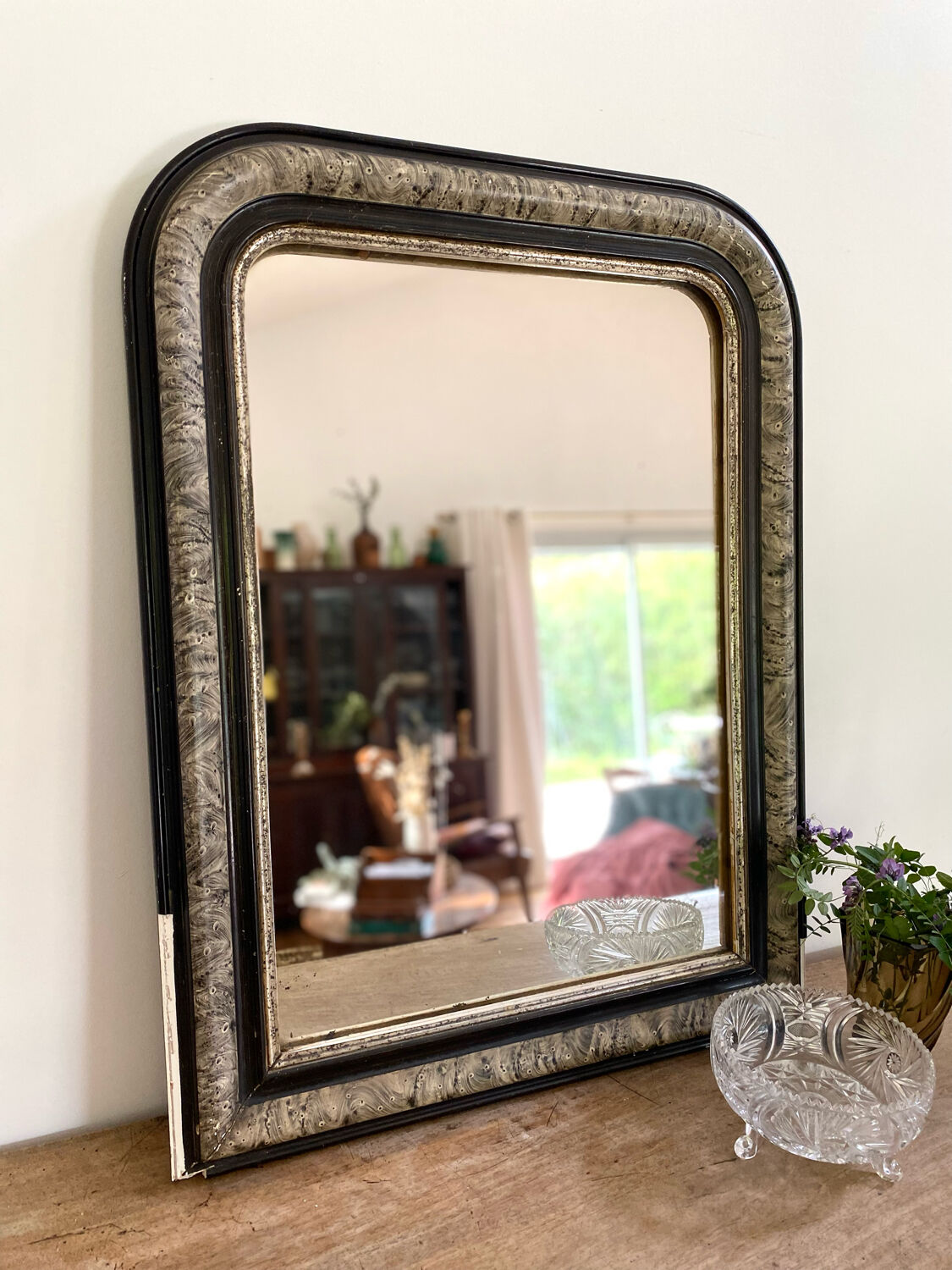 Louis philippe antique mirror with marbled plate