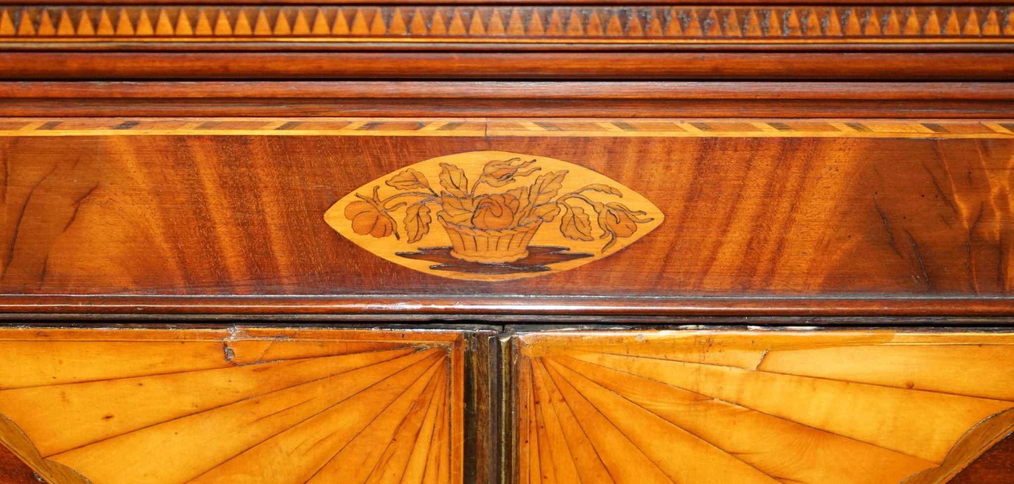 George III Sheraton linen cupboard in walnut, circa 1760.