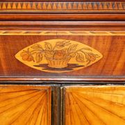 George III Sheraton linen cupboard in walnut, circa 1760.