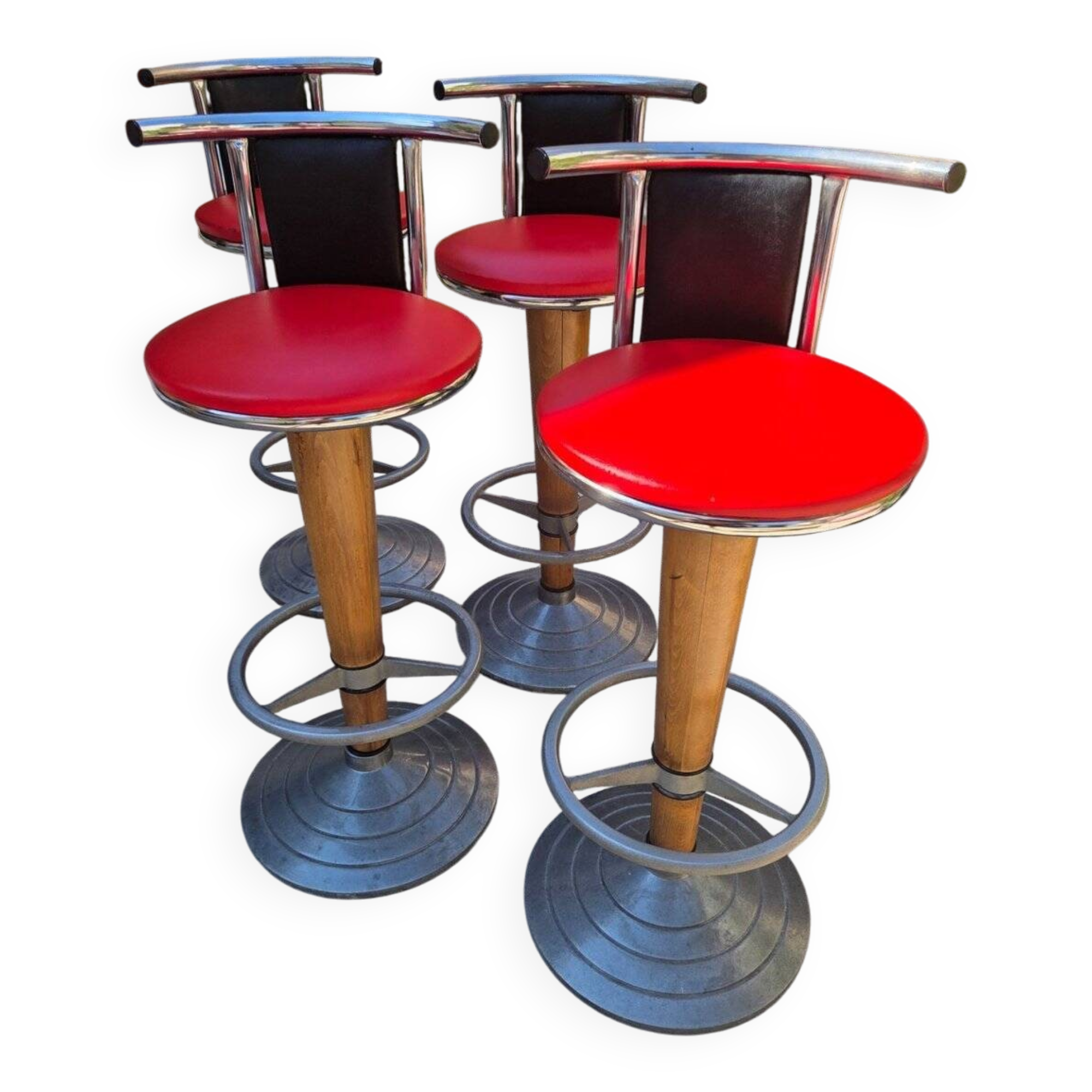 Suite de 4 tabourets de bar bistrot vintage 1970 Design München