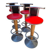 Suite de 4 tabourets de bar bistrot vintage 1970 Design München