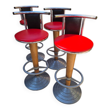 Set of 4 vintage 1970s bistro bar stools Design München
