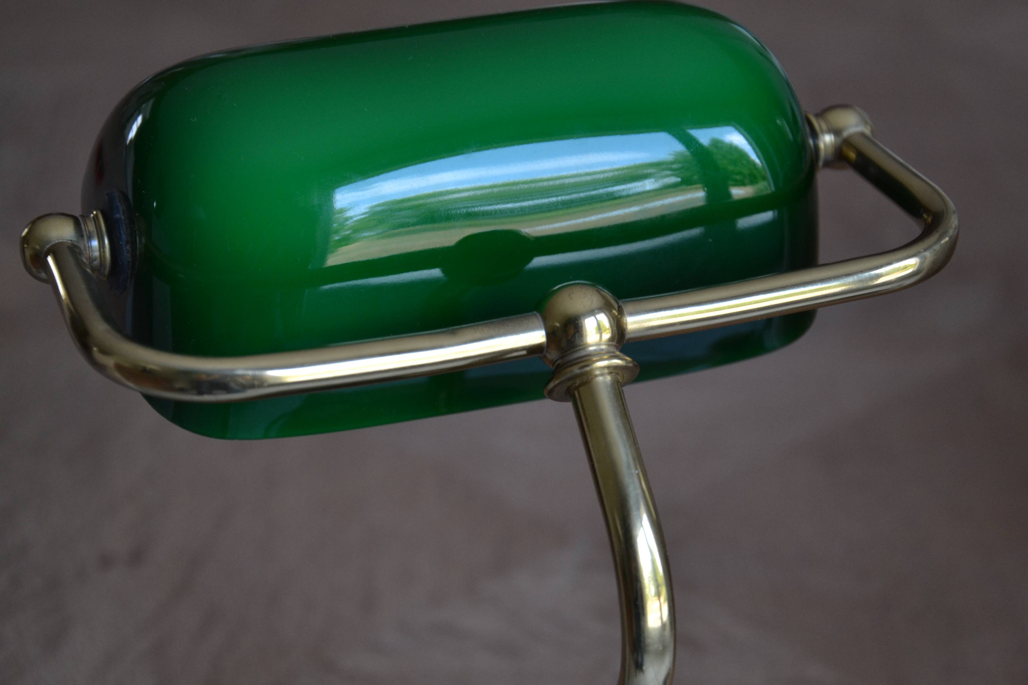 Lampe de banquier socle en marbre vert