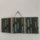 Vintage mirror 1930 triptych beveled barber Art Deco fabric - 28 x 68 cm