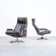 70s leather lounge fauteuil swivel chair set/2