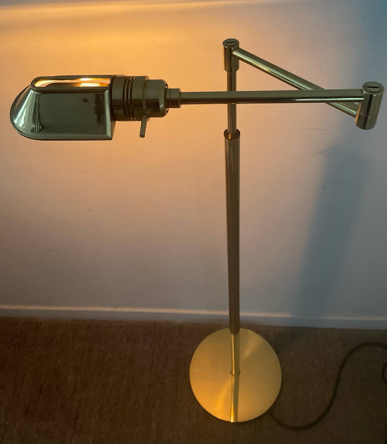 Brass reading floor lamp from the 1970s