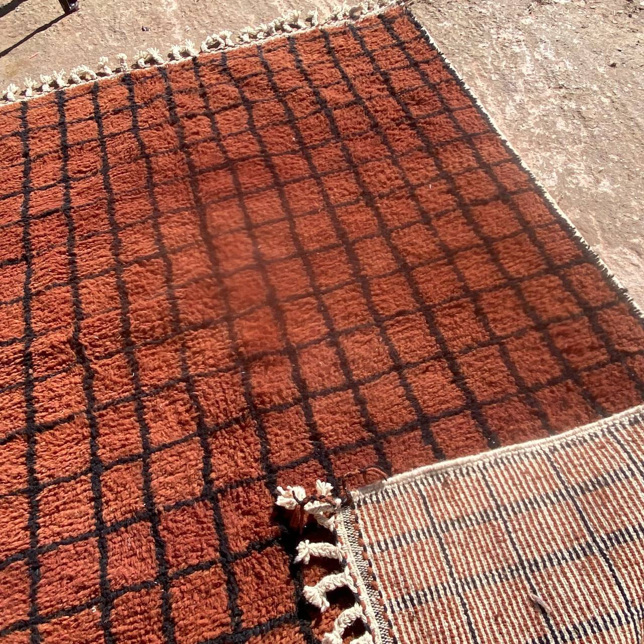 Handmade Moroccan Wool Rug – Authentic Berber Carpet with Geometric Grid Design