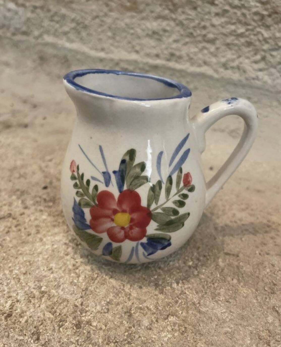 Lunch set - milk jug, sugar bowl and two dishes - vintage earthenware