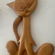 Vintage cat coat rack in solid pine from the 70s-80s.