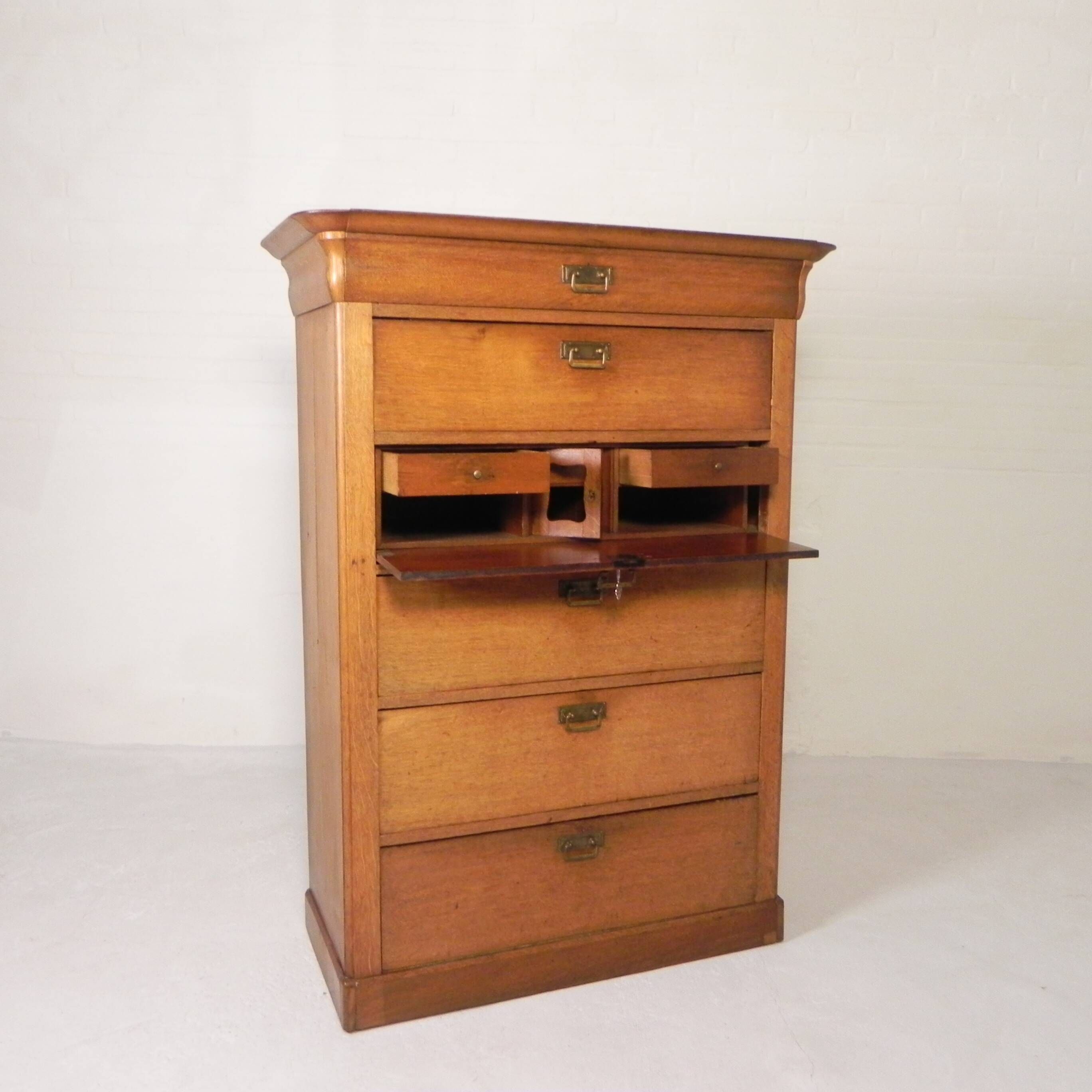 Commode avec 5 tiroirs et 1 abattant, chiffonière, fin du XIXe siècle