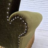 1970s, Danish lounge chair, low, furniture velour, ash wood legs.