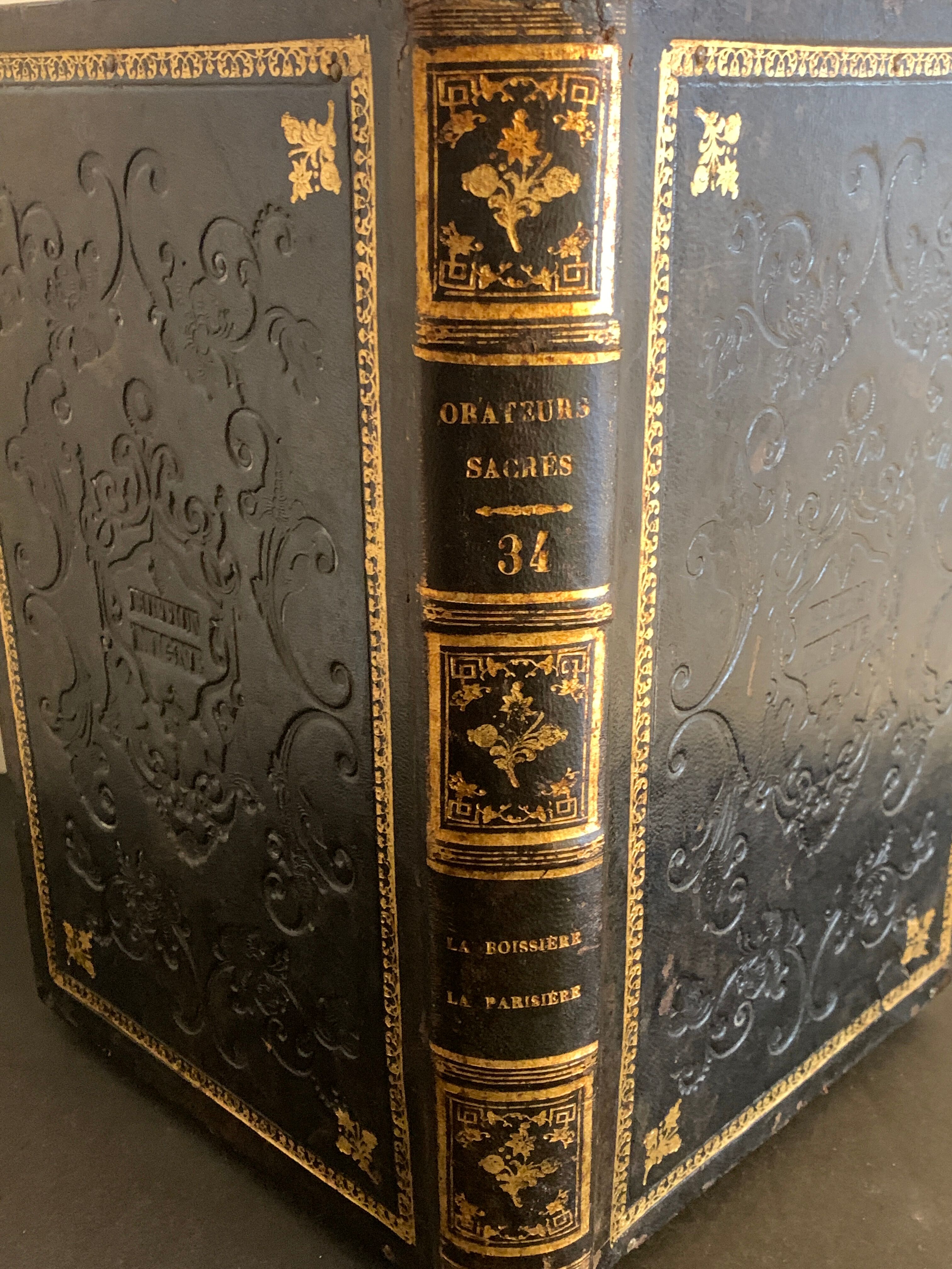 Leather paper basket, imitation bindings old books