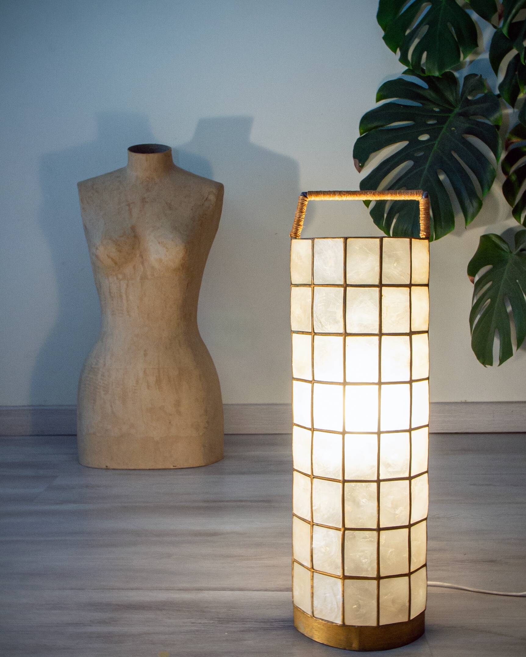 1960s lamp made of Capiz shell.
