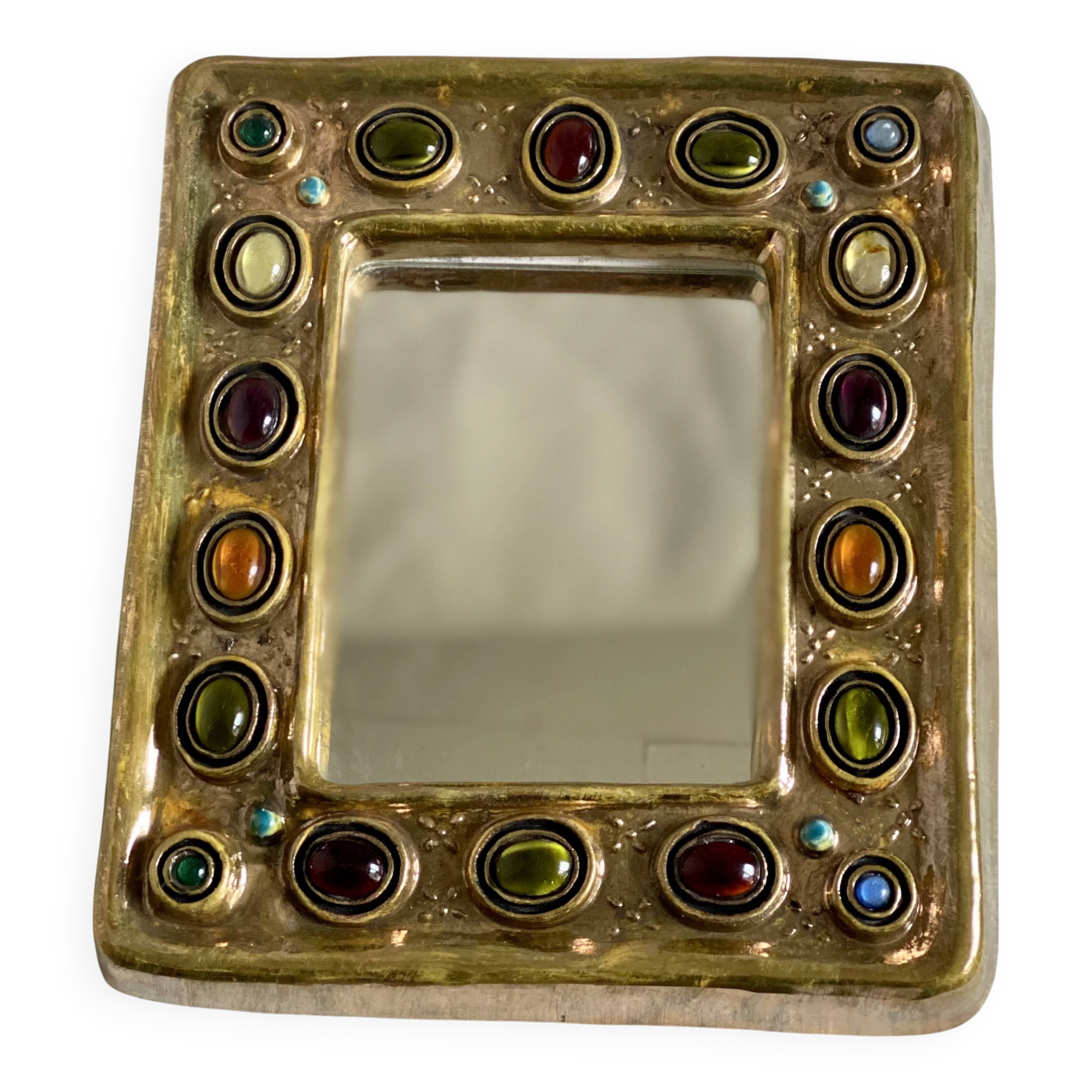 Ceramic mirror by manon thomas (vallauris) vintage 1960